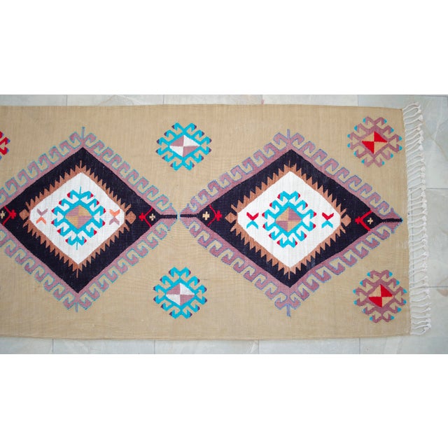 Hand Woven Silk Runner Rug. Extra Long Hallway Decor. Turkish Silk Kilim. Luxury Decor - New - 3′1″ X 14′2″ For Sale - Image 10 of 17