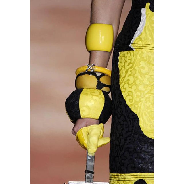 Christian Lacroix Runway Bracelet Bangle Yellow and Black Fabric For Sale - Image 14 of 16