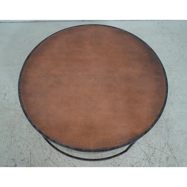 Round Modern Design Studded Copper Top Nesting Cocktail Occasional Tables For Sale In Philadelphia - Image 6 of 9