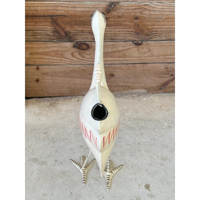 Coastal Coastal Whimsical Metal Hand Painted Flamingo Watering Can For Sale - Image 3 of 10