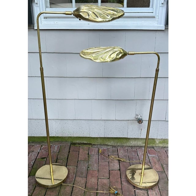 Mid-Century Modern Adjustable Brass Leaf Floor Lamps Attributed to Tommaso Barbi. Very Palm Springs Chic. It’s wonderful...