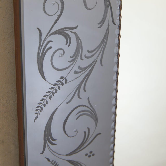 Italian Venetian Etched Glass Wall Mirror, 1960s For Sale In Chicago - Image 6 of 8