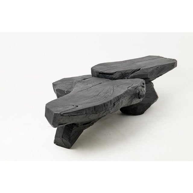 Black Sculptural Rustic Coffee Table in Burnt Black Wood by Logniture For Sale - Image 8 of 18