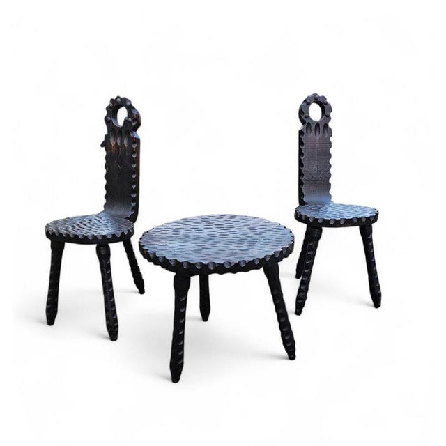 Brutalist Chairs and Side Table, Spain, 1970s, Set of 3 For Sale - Image 12 of 18