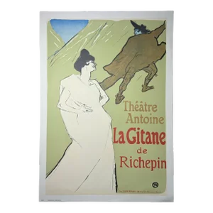 1960's Henri De Toulouse Lautrec "Theatre Antoine, La Gitane De Richepin" Print