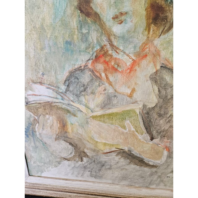 1950s Large Impressionist Portrait by Listed American Artist William Meyerowitz For Sale - Image 5 of 6