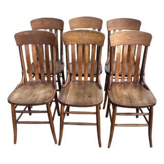 Antique Rustic Arts & Crafts Dining Chairs - Set of 6 For Sale
