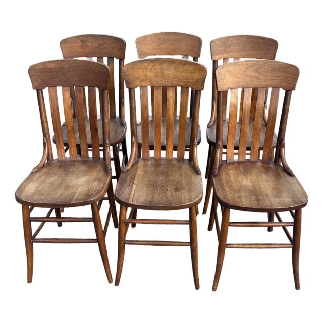 Hold for Xavier - Antique Rustic Arts & Crafts Dining Chairs - Set of 6 For Sale