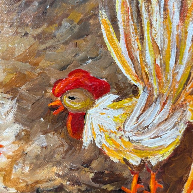 Contemporary Original Rooster Oil Painting by Miami Artist Nuria Mesa For Sale - Image 3 of 10