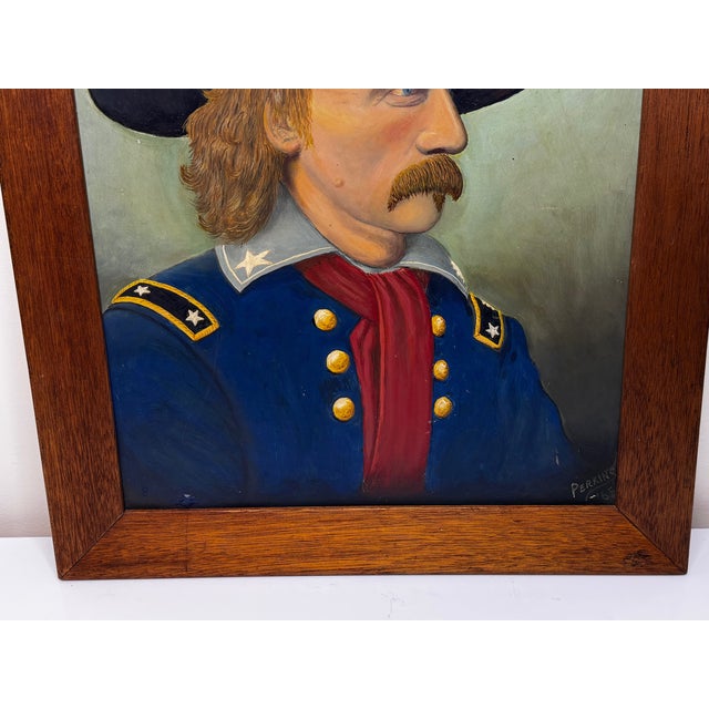 American Oil Painting Civil War Portrait General George Custer 1863 After Benjamin Brady, Framed For Sale - Image 10 of 12