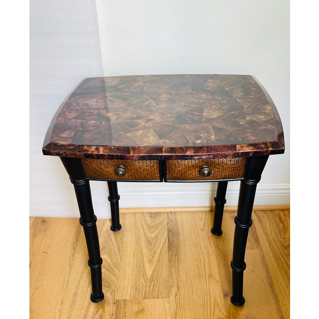 Modern Vintage Maitland Smith Tasselated Horn Table With Drawers For Sale - Image 3 of 7