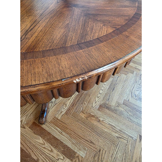 Mid-Century Round to Oval Walnut Extendable Dining Table For Sale - Image 14 of 16