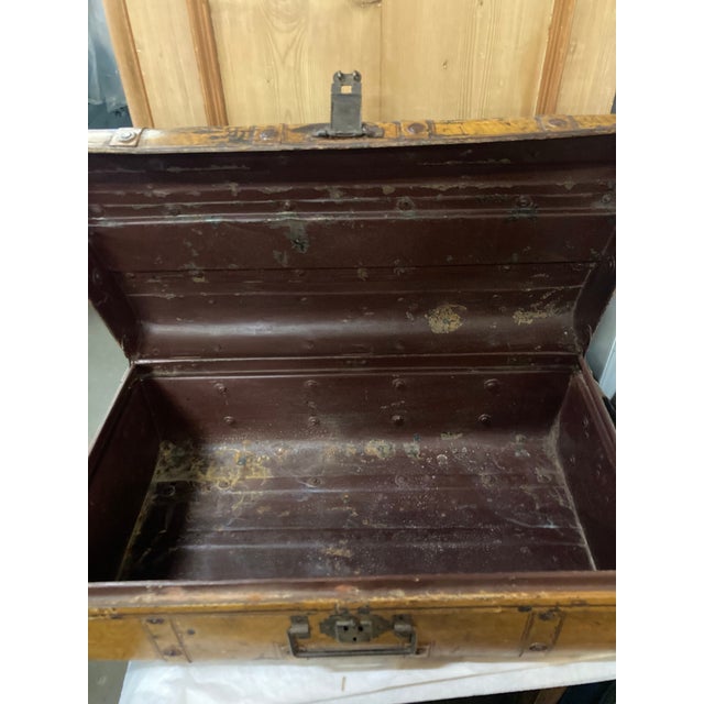 Early 20th Century Early 20th Century Goldenrod Metal Luggage From India For Sale - Image 5 of 7