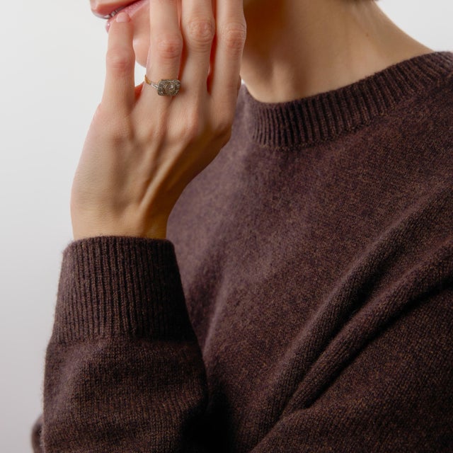 1910s Edwardian Old Cut Diamond Two Tone Ring, Size 4 For Sale - Image 4 of 6
