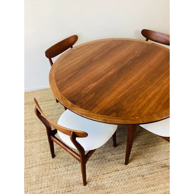 Brown Vintage 1960s Danish Modern Dining Table & Chairs Set Mid Century Modern Style For Sale - Image 8 of 18
