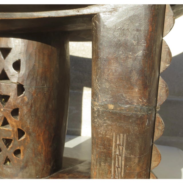 Asante Stool for women. A bridal gift from the male's family. Ashanti in Ghana. Classical form with a central column. A...