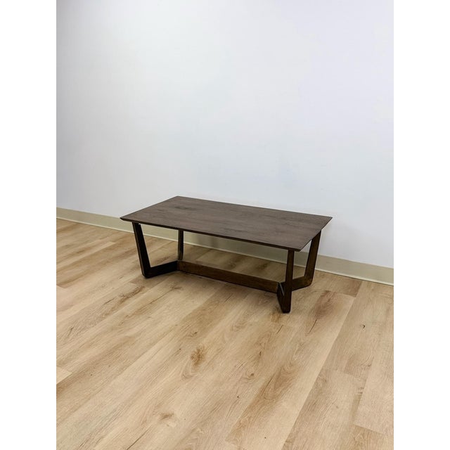 Mid-Century Modern Vintage Style Williams Sonoma Home Dark Walnut Coffee Table MCM Wood For Sale - Image 3 of 11