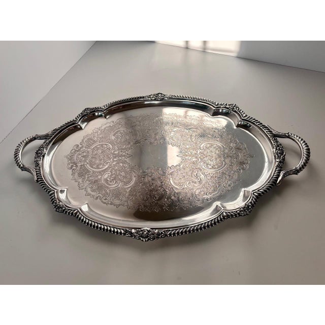 Gorham Silver Co. Gorham "Shell & Gadroon" Silverplate 6-Piece Tea & Coffee Service With Footed Tray For Sale - Image 4 of 14