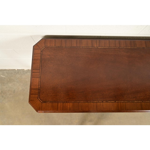 Chippendale Carved Banded Mahogany Console Table by Craftique For Sale - Image 12 of 16