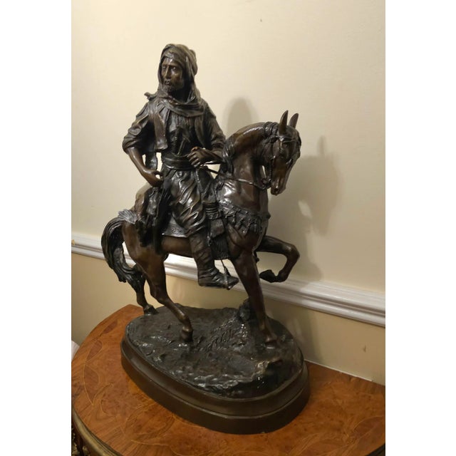 Neoclassical After Alfred Barye (19th C. ) and Emile Guillemin, Cavalier Arabe Revenant De La Chasse For Sale - Image 3 of 12