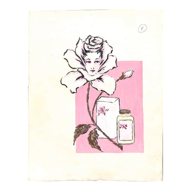 Lanvin of Paris Original Circa 1950s Advertising Watercolor Artwork For Sale
