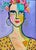Abstract Abstract Painting Portrait of a Woman in Vintage Frame by Alexandra Brown For Sale - Image 3 of 6