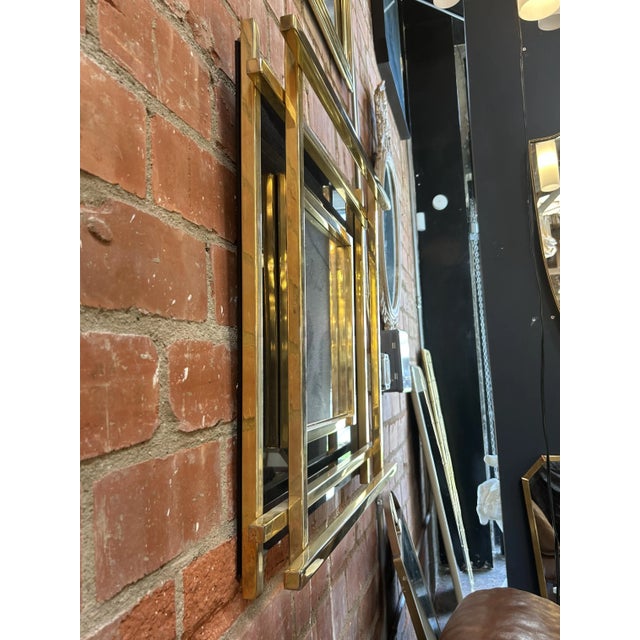 Italian Mid-Century Wall Mirror Black & Brass, 1970s For Sale - Image 4 of 11