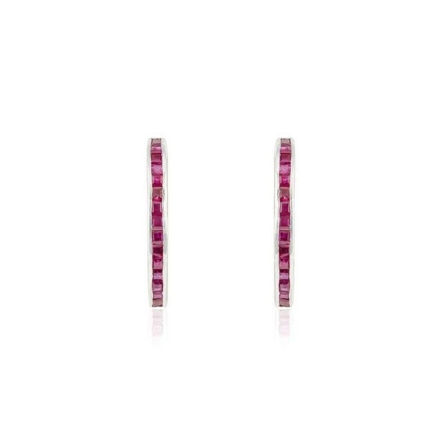 Sleek Design Natural Ruby Vertical Linear Bar Earrings for Girlfriend- 2 Pieces For Sale - Image 4 of 11
