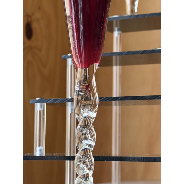 1970s Vintage Champagne Flutes in Hand-Blown Venetian Glass from 1295 Murano, 1970, Set of 5 For Sale - Image 5 of 12