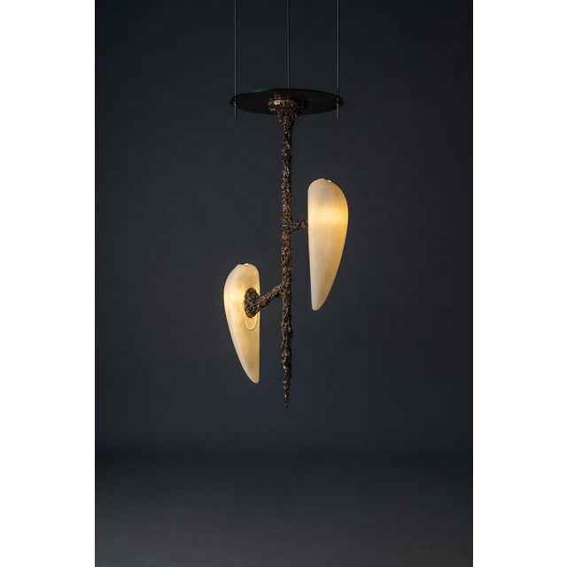 LV-426 Vertical 2 Diffusers Pendant in Patinated Cast Bronze by William Guillon For Sale - Image 4 of 16