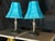 Mid 20th Century Matching Pair of Blue Shade Table Lamps With Bronze Tone Bases For Sale - Image 10 of 12