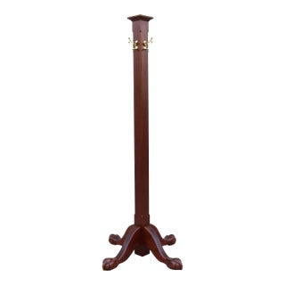 Vintage Traditional Freestanding Coat Rack in Solid Mahogany Wood, Solid Brass For Sale