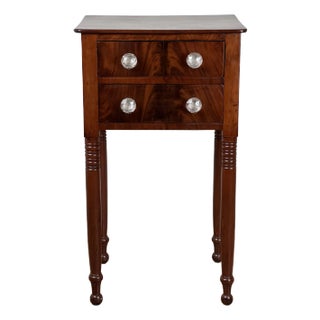 Antique Mahogany Federal Period Sheraton Two Drawer Stand C. 1820 For Sale