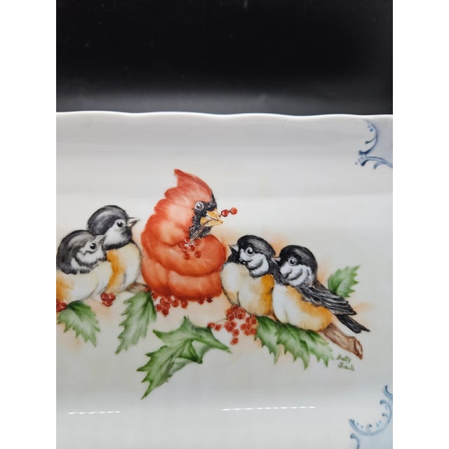 Vintage Handpainted Bird Themed Vanity Tray, Signed Betty Smith