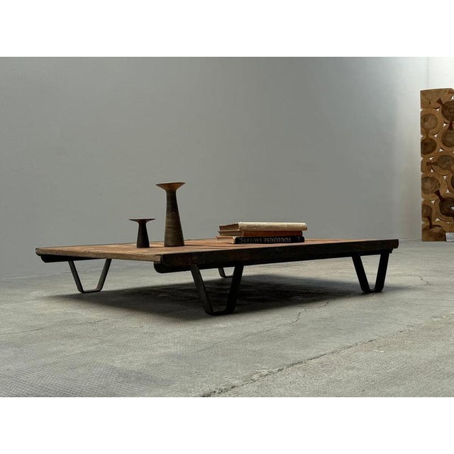 Vintage Industrial Palette Coffee Table in Wood and Steel, Germany, 1930s For Sale - Image 13 of 17