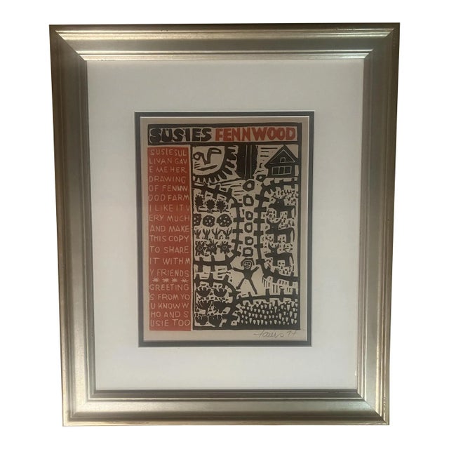 Ted Faiers Woodcut Dated 1974 For Sale