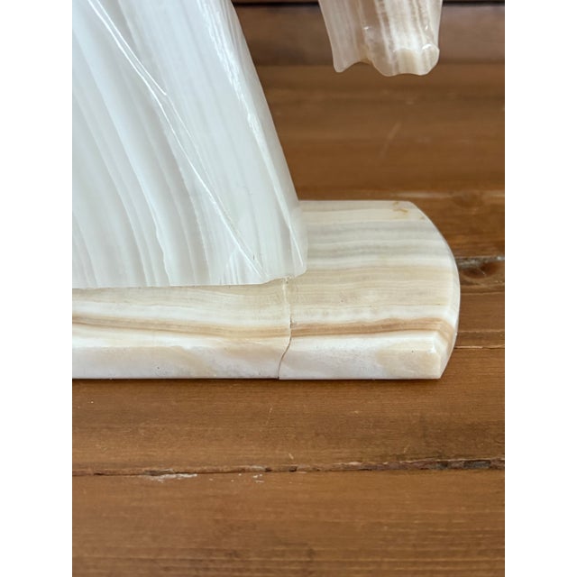 Vintage Onyx Horse Head Bookends – Cream & Taupe Striped Stone Pair, 6.5” For Sale In Des Moines, IA - Image 6 of 11