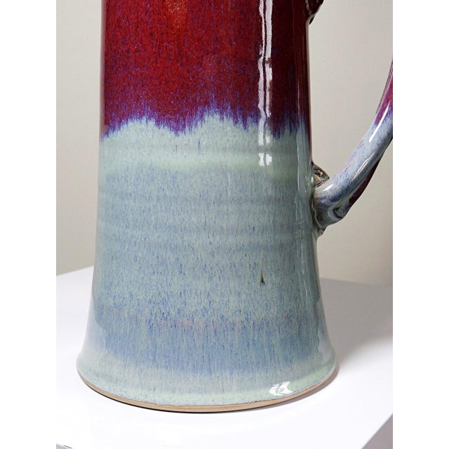 Large Flamed Oxblood Glazed Stoneware Art Jug by Michel Goldstyn for Lévéjac, 1990s For Sale - Image 10 of 15