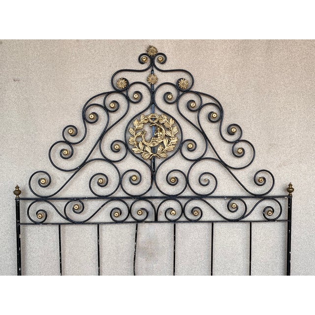 Large Black and Golden Iron & Bronze Full Bed, Early 19th Century For Sale - Image 6 of 13