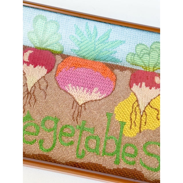 1970s 1970s Mod Vegetables Framed Needlepoint For Sale - Image 5 of 8