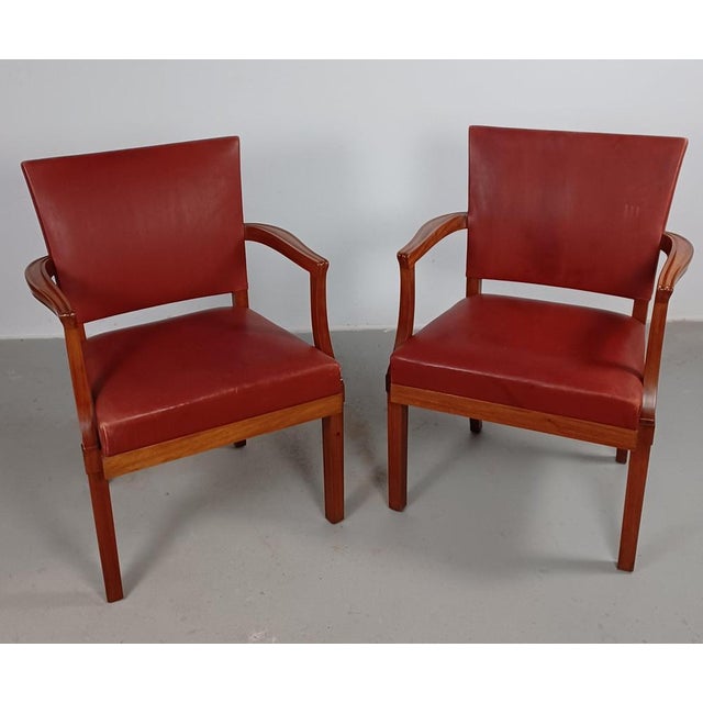 1935 set of two restored Kaare Klint "Barcelona-" or "The Red Chair" by Rud Rasmussen The set made in in mahogany, walnut...