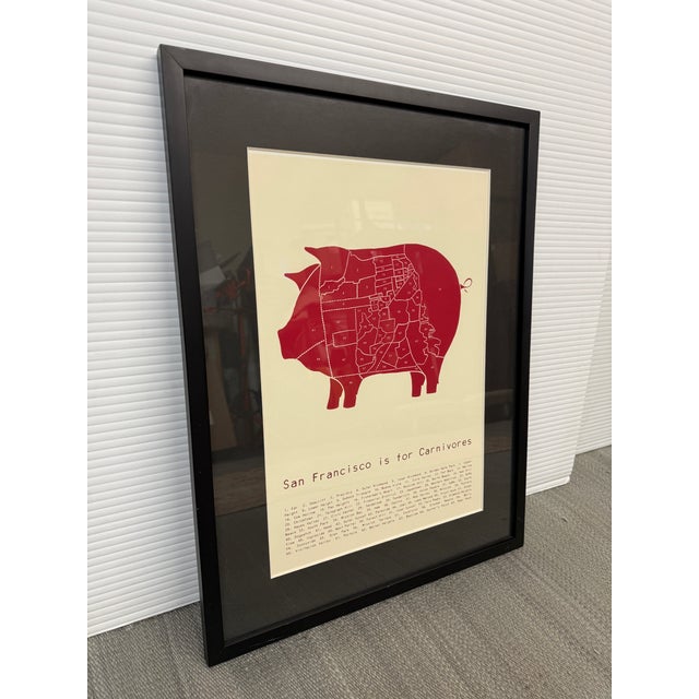 Design Plus Gallery presents San Francisco Is for Carnivores Print. The graphic composition depicts a red pig divided into...