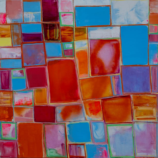 Structure 213 - Oil and Acrylic on Wood Panel by Kymm Swank For Sale