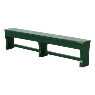Rustic Primitive Green Farmhouse Bench in Oak, France, 1900s For Sale