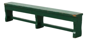 Rustic Primitive Green Farmhouse Bench in Oak, France, 1900s