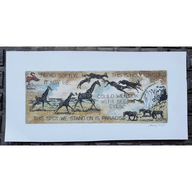 Nancy Strailey Wildlife Etching With Christina Rosetti Quote For Sale - Image 4 of 4