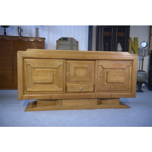 Brutalist Art Deco Oak Sideboard in the style of Charles Duduyt, 1930s-1940s For Sale - Image 14 of 17