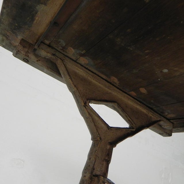 Art Deco Bistro Table with Oak Top on Cast Iron Table, 1930s For Sale - Image 11 of 18