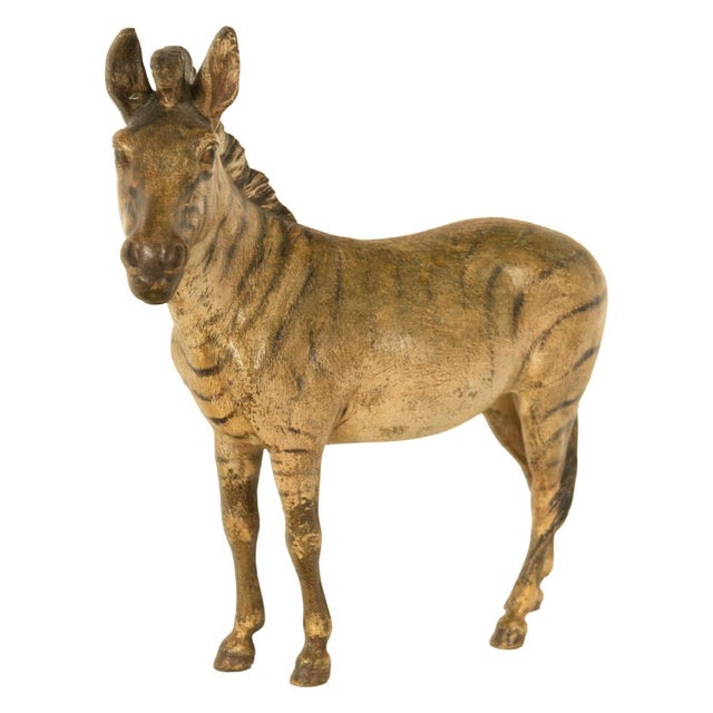 Art Nouveau Antique Austrian Franz Bergman Cold Painted Bronze Zebra Quagga Sculpture Statue For Sale - Image 3 of 14