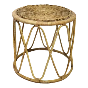 Bamboo and Wicker Drum Table